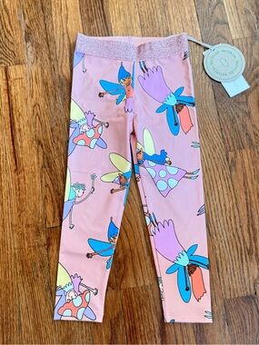 Stella McCartney Kinds Pink Fairy Print Glitter Waist Leggings
